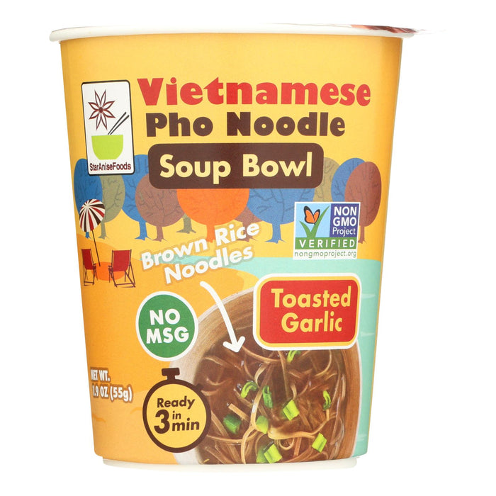 Pho Noodle Soup Bowl with Garlic by Star Anise Foods - 1.9 Oz. (Pack of 6)