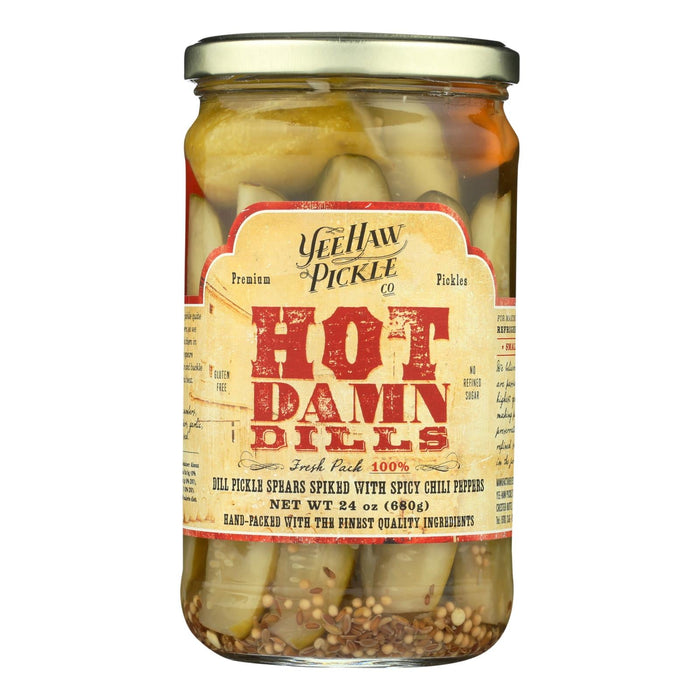 Yee-haw Hot Damn Pickle Dills - 6 Pack, 24 Oz.