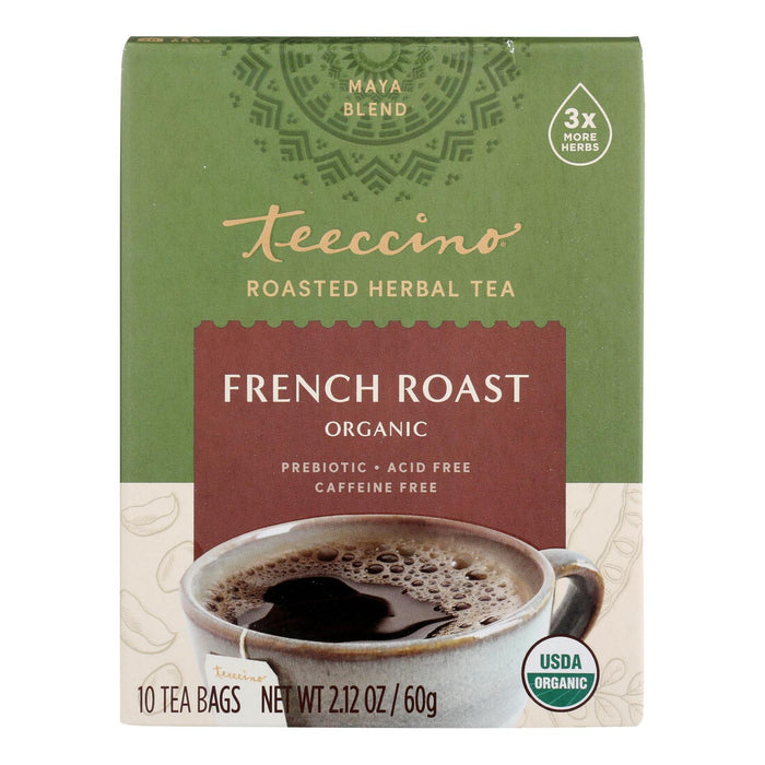 Teeccino French Roast Herbal Coffee (Pack of 6) - 10 Tea Bags, Dark Roast