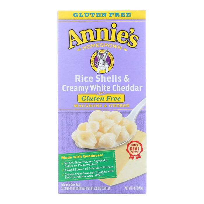 Annie's Homegrown Gluten-Free Rice Shells & Creamy White Cheddar Macaroni & Cheese, 6 oz (Pack of 12)