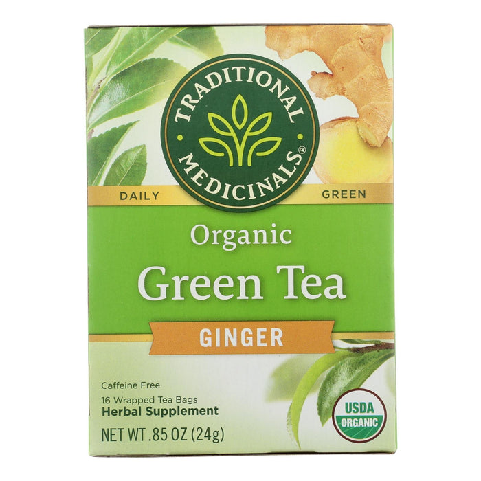 Traditional Medicinals Organic Green Tea Ginger (6 Pack of 16 Tea Bags)