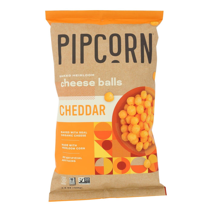 Pipcorn Cheddar Cheese Balls, 4.5 Oz. (Pack of 12)