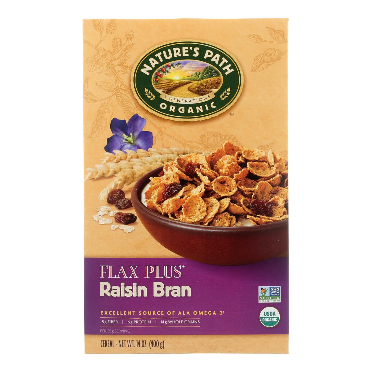 Nature's Path Organic Flax Plus Raisin Bran Cereal, 14 oz (Case of 12 ...