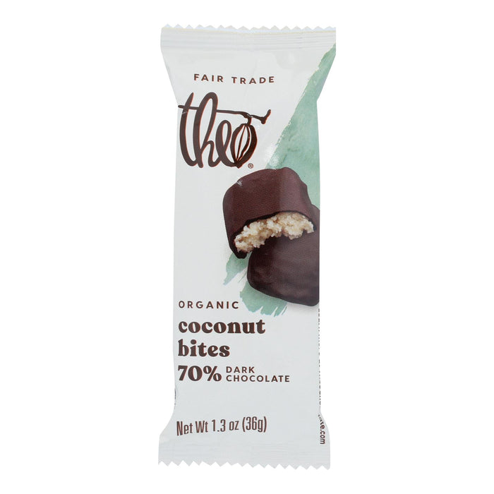 Theo Chocolate Coconut Bites - Dark Chocolate Classic Coconut - Case Of 12 - 1.3 Oz.