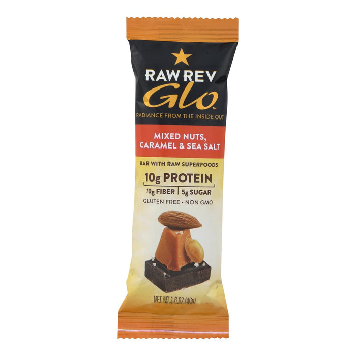 Raw Revolution Organic Glo Bar - Mixed Nuts, Caramel & Sea Salt - 1.6 Oz - Case Of 12
