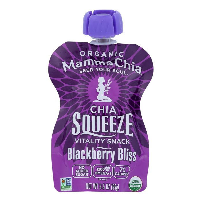 Mamma Chia Squeeze Vitality Snack, Blackberry Bliss - 3.5 Oz. Pack of 16