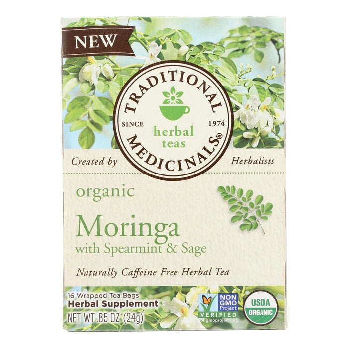Traditional Medicinals Moringa Spearmint Sage Organic Herbal Tea, 6 Packs of 16 Tea Bags