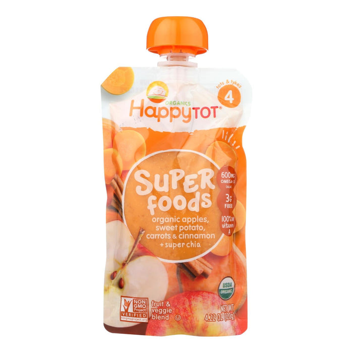 Happy Baby Happytot Organic Superfoods Sweet Potato, Apple, Carrot, and Cinnamon (Pack of 16 - 4.22 Oz)