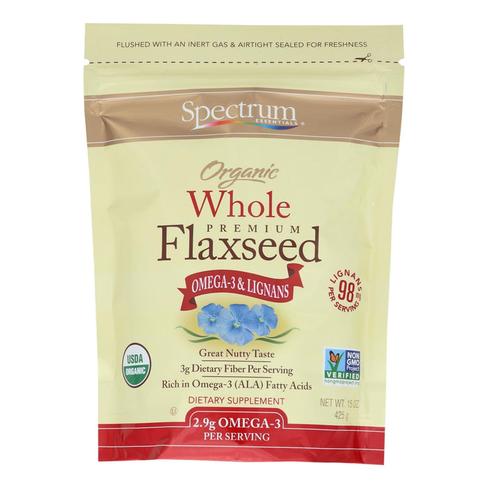 Spectrum Essentials Organic Whole Flaxseed, 15 Oz.