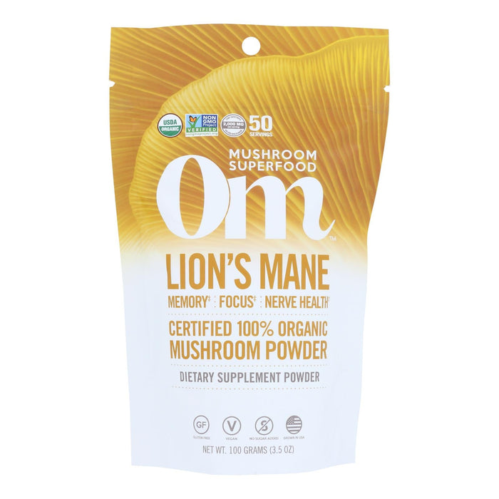 Om Mushroom Superfood Lion's Mane Organic Mushroom Powder 3.5 Oz
