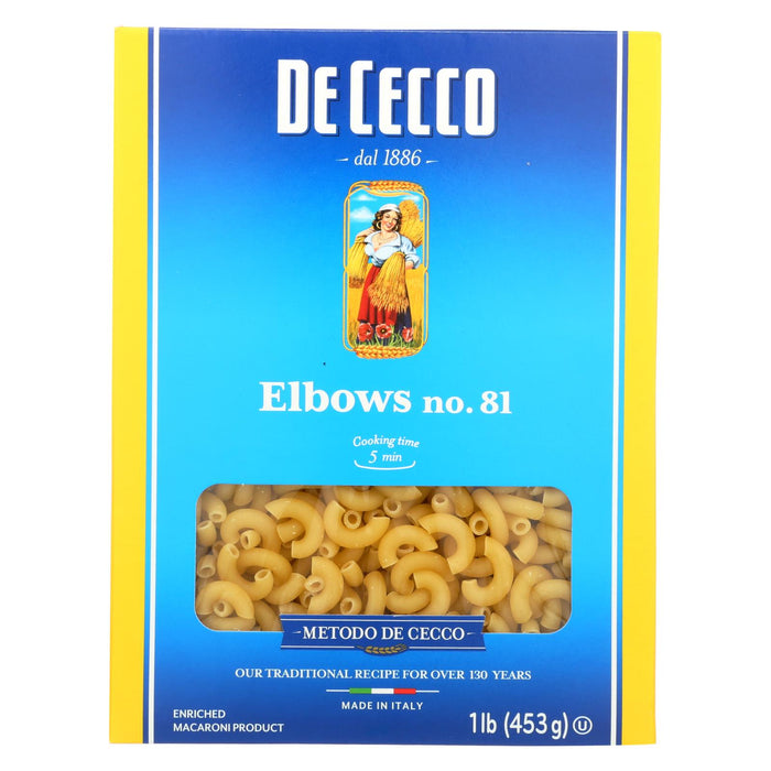 De Cecco Authentic Italian Elbows Pasta - 16 Oz. - Case of 20