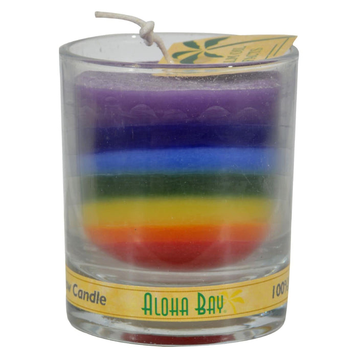 Aloha Bay Votive Jar Candle - Unscented Rainbow - Case of 12, 2.5 Oz Each