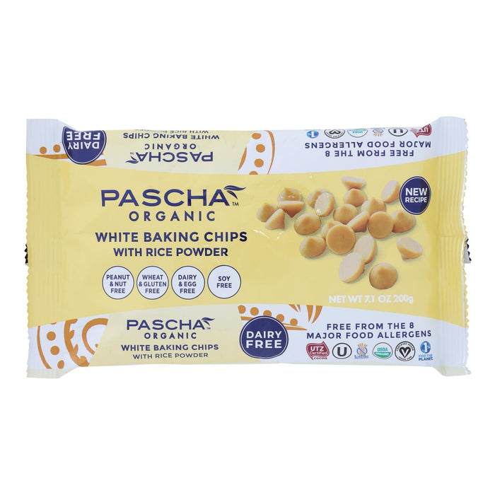 Pascha Organic Rice Milk Baking Chips - White Chocolate - 7 Oz. (Pack of 8)