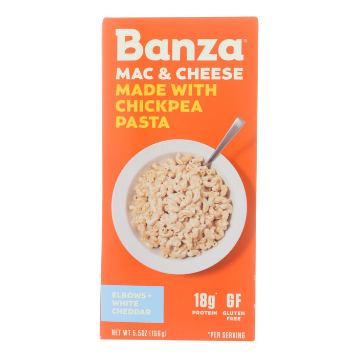 Banza Chickpea Pasta Mac and Cheese: White Cheddar, 5.5 Oz, Pack of 6