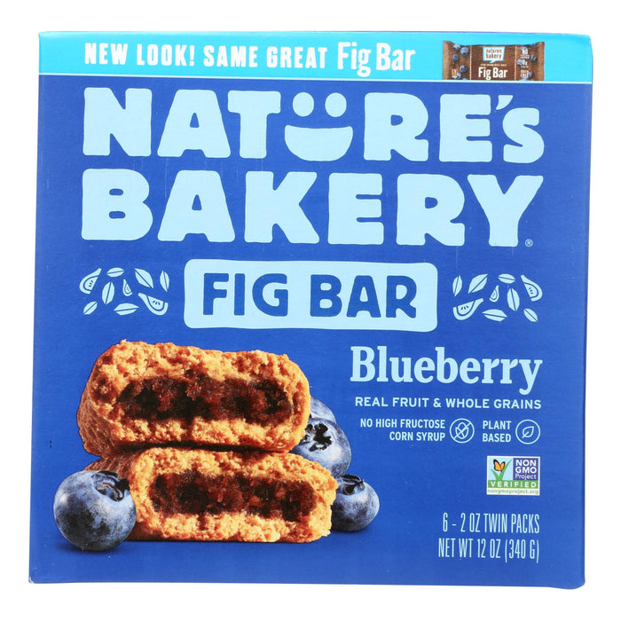 Nature's Bakery Blueberry Whole Wheat Stone-Ground Fig Bars (Pack of 6) - 2 Oz. Each