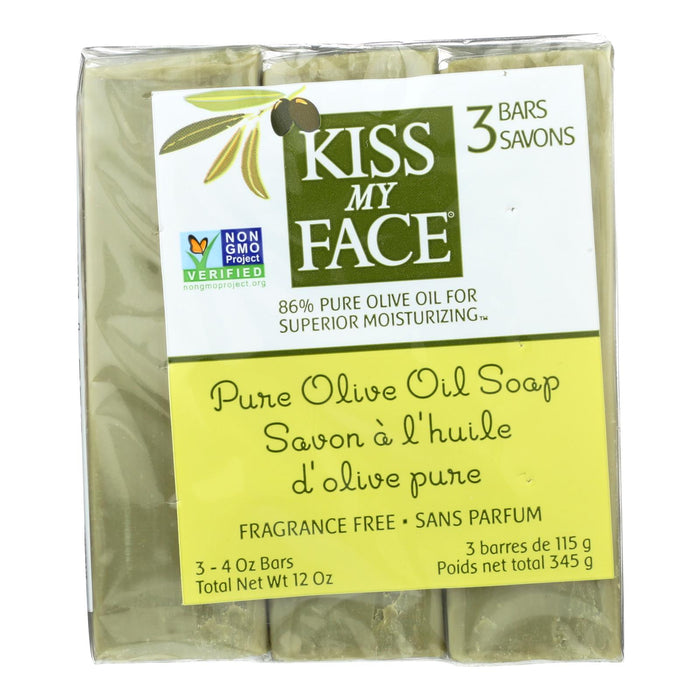 Kiss My Face Olive Oil Moisturizing Soap | 3 Pack | 4 Oz. Bars