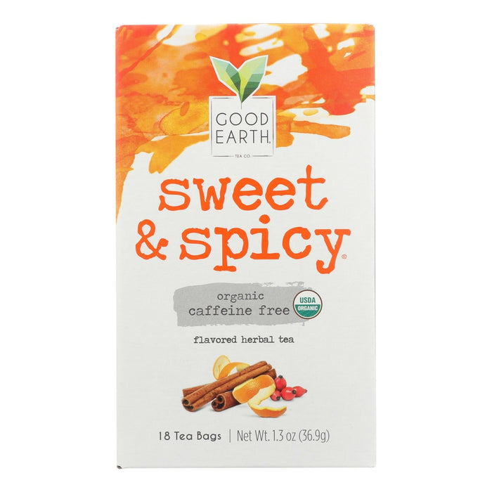 Good Earth Sweet & Spicy Caffeine-Free Herbal Tea, (Pack of 6 - 18 Tea Bags)