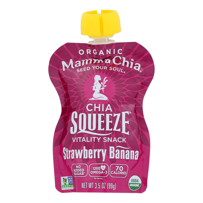 Mamma Chia Squeeze Vitality Snacks: Strawberry Banana 3.5-Oz 16-Pack