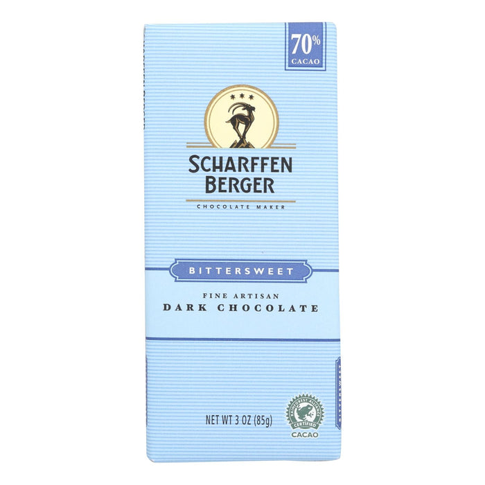 Scharffen Berger Bittersweet Dark Chocolate Bars - 70% Cacao - 3 Oz Bars (Pack of 12)