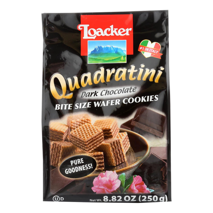 Loacker Quadratini Dark Chocolate Wafer Cookies, 8.82 Oz. Pack of 6