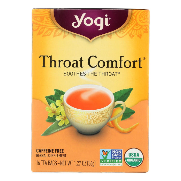 Yogi Organic Throat Comfort Tea, 16 Tea Bags (Pack of 6)