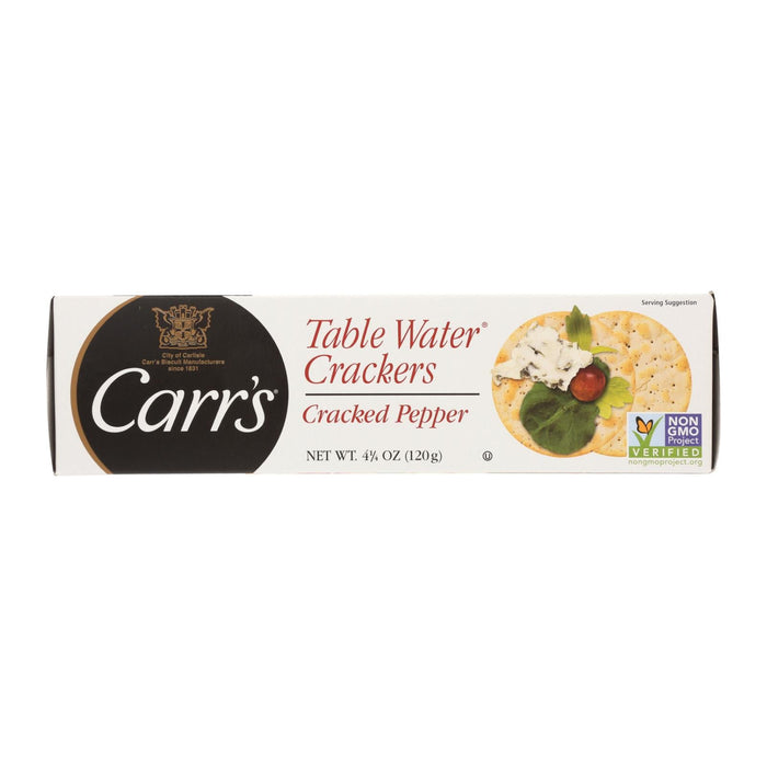 Carr's Table Water Crackers: Bite-Size with Zesty Cracked Pepper - 4.25 Oz Pack (12 Count)