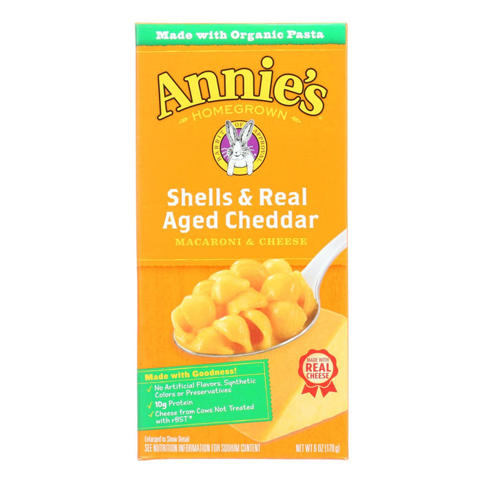 Annie's Homegrown Organic Shells & Real Aged Cheddar Mac & Cheese, 6 oz, Pack of 12