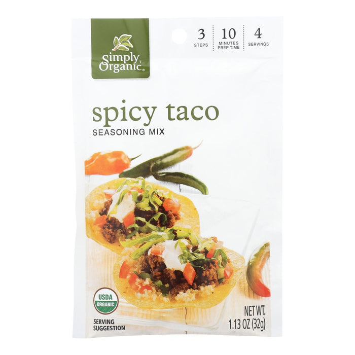 Simply Organic Spicy Taco Seasoning Mix - 1.13 Oz. (Pack of 12)