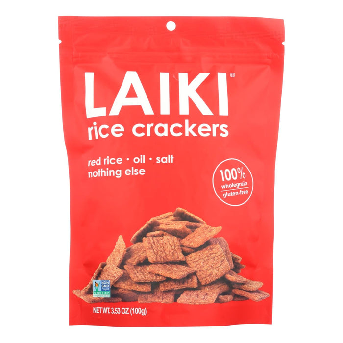 Laiki Red Rice Crackers (Pack of 8, 3.5 oz) - Crunchy, Wholesome Goodness (Vegan, Gluten-Free)