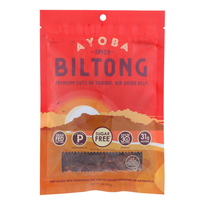 Ayoba-yo Biltong South African Jerky (Pack of 8) Spicy - 2 Oz.