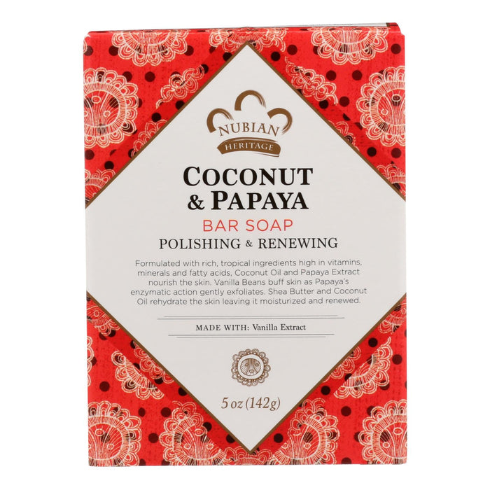 Nubian Heritage Coconut And Papaya Bar Soap With Vanilla Beans - 5 Oz