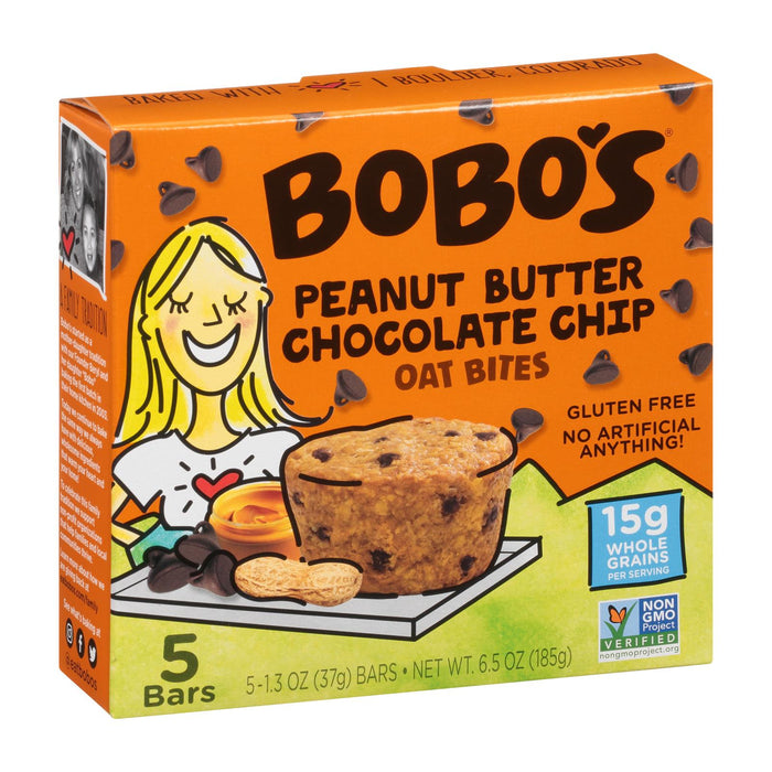 Bobo's Oat Bars - Oat Bite Peanut Butter Chocolate Chips (Pack of 6, 6.5 Oz.)