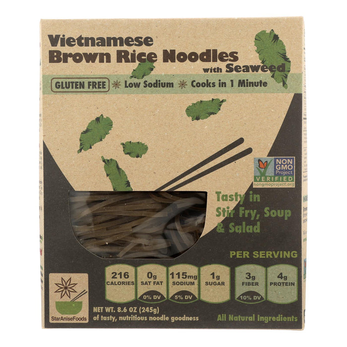 Star Anise Foods Vietnamese Brown Rice Noodles with Seaweed (Pack of 6 - 8.6 Oz)