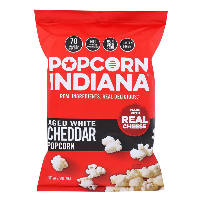 Popcorn Indiana Aged White Cheddar Cheese Popcorn, Pack of 12, 5.75 Oz. Bags