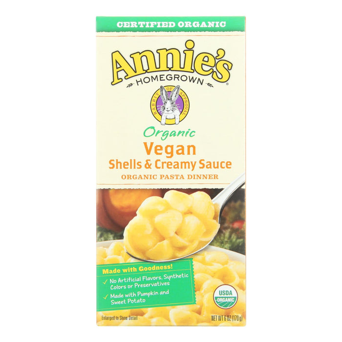 Annie's Homegrown Organic Vegan Creamy Shells & Sauce Pasta (12-Pack, 6 Oz. Each)