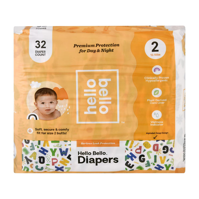 Hello Bello Alpha Diapers Size 2 (32 Count) for Babies 12-18 lbs