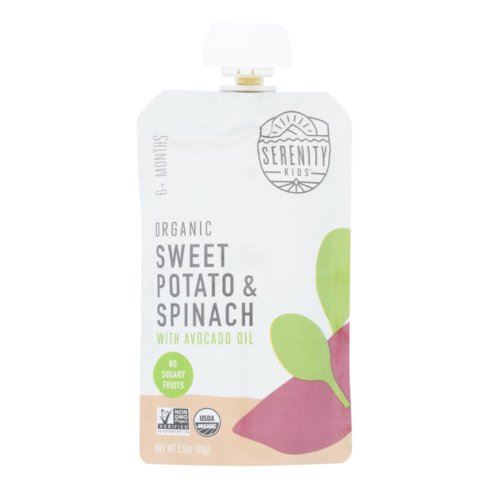 Serenity Kids Spinach Sweet Potato Puree Pouch (Pack of 6) - 3.5 Oz.