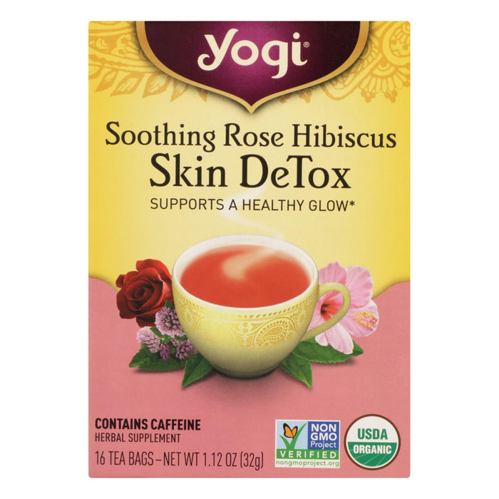 Yogi Tea Organic Soothing Rose Hibiscus Skin Detox, 16 Tea Bags (Pack of 6)