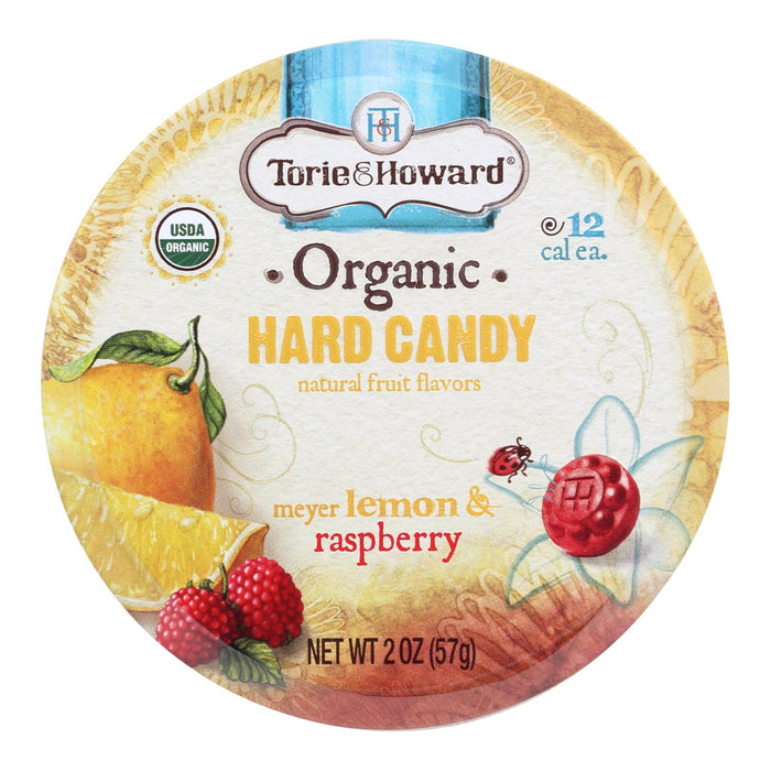 Torie & Howard Organic Hard Lemon Raspberry Candies (Pack of 8, 2 Oz Each)