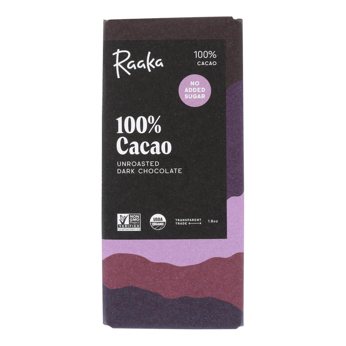 Raaka Chocolate Bar 100% Cacao (Pack of 12) - 1.8 Oz.