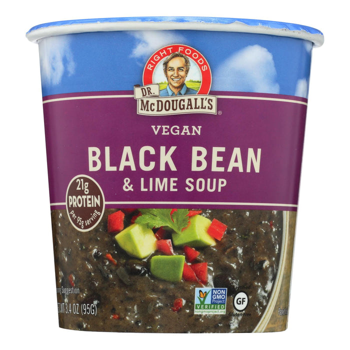 Dr. McDougall's Vegan Black Bean and Lime Soup, 6 x 3.4 oz Cups