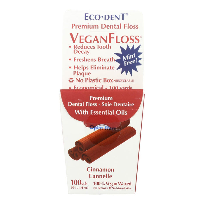Eco-Dent Premium Veganfloss Cinnamon Flavor Dental Floss, 100-Yard Pack of 6