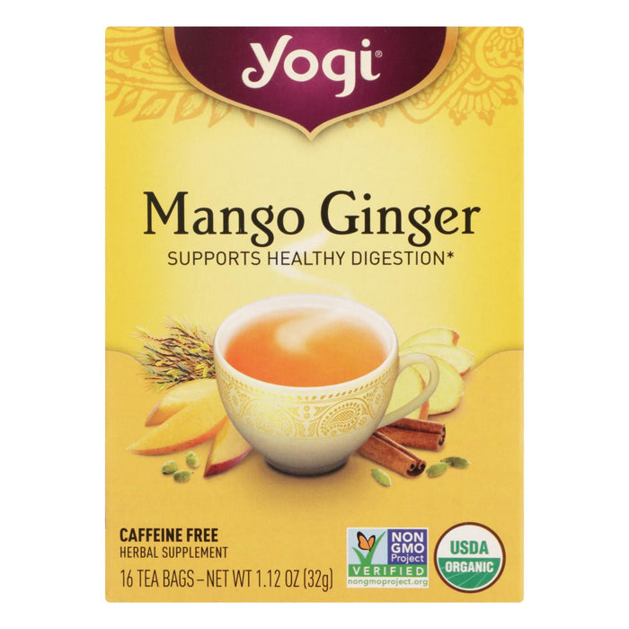 Yogi Tea Organic Mango Ginger Tea Bags for Refreshing and Warming Relief (Pack of 6)