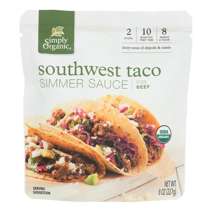 Simply Organic Southwest Taco Simmer Sauce, 8 Oz. Pack of 6