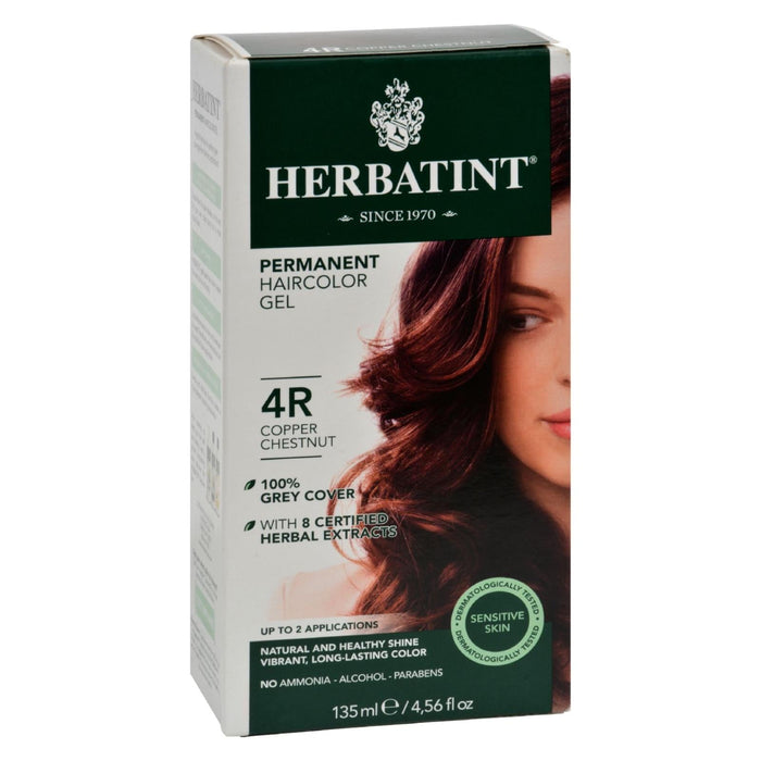 Herbatint Permanent Herbal Hair Color Gel - Enriched with Natural Plant Extracts - 4R Copper Chestnut (4.56 fl. oz.)