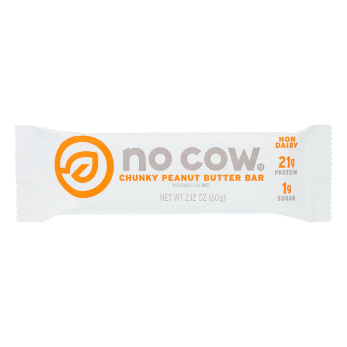 No Cow Chunky Peanut Butter Bar, High Protein, No Sugar Added (Pack of 12 - 2.12 Oz.)