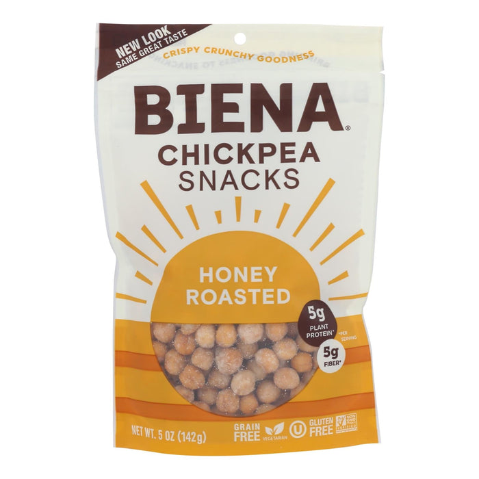 Biena Honey Roasted Chickpea Snacks - Sweet & Savory, 8 Pack of 5 Oz. Bags