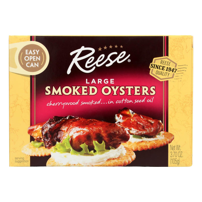 Reese Oysters Smoked Large - 3.7 oz, Case of 10