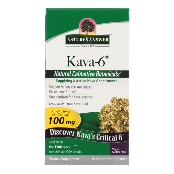 Bulk Pack of 6, Nature's Answer Kava Root Supplement - 90 Capsules Per Bottle