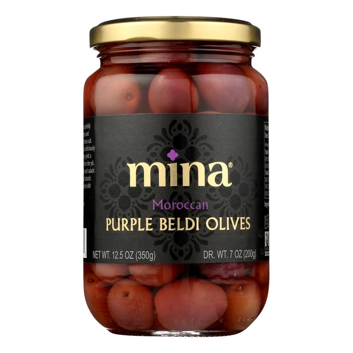 Mina Olives Purple Beldi: Rich Flavor and Vibrant Hue (Pack of 6 - 12.5 Oz.)